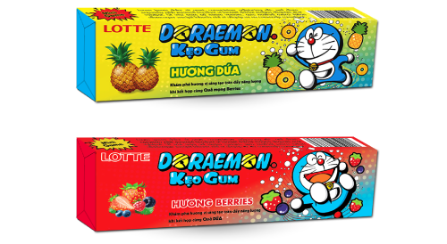 Lotte Doraemon kẹo gum hương vị biến hoá - hương mixed berries & hương dứa