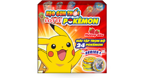 Lotte Pokémon bubble gum – strawberry & stamp launched version 2