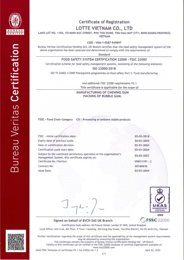 Chứng nhận Hệ thống Quản lý An toàn Thực phẩm FSSC 22000