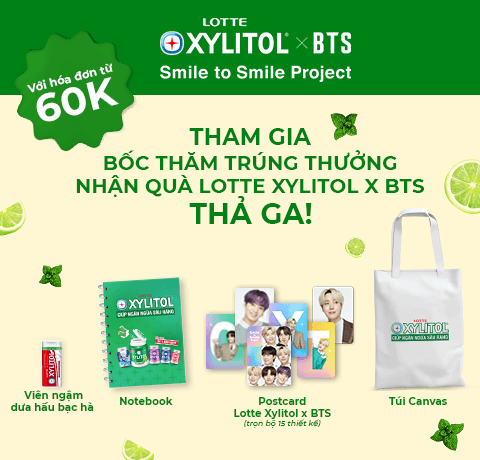 CHƯƠNG TRÌNH DÙNG THỬ SẢN PHẨM KÈM QUÀ TẶNG LOTTE XYLITOL x BTS (MÙA 2)