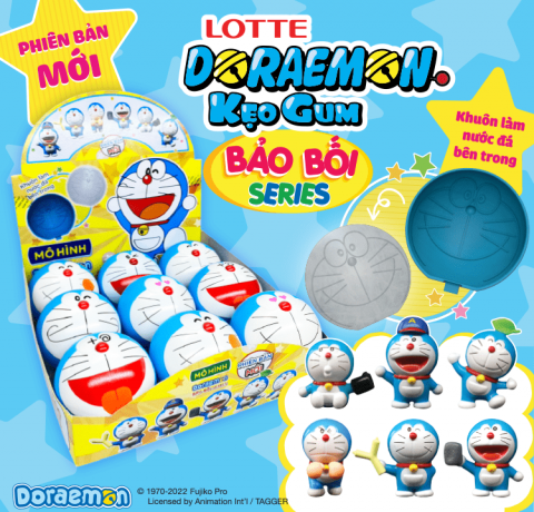 KẸO GUM THỔI LOTTE DORAEMON HƯƠNG CAM